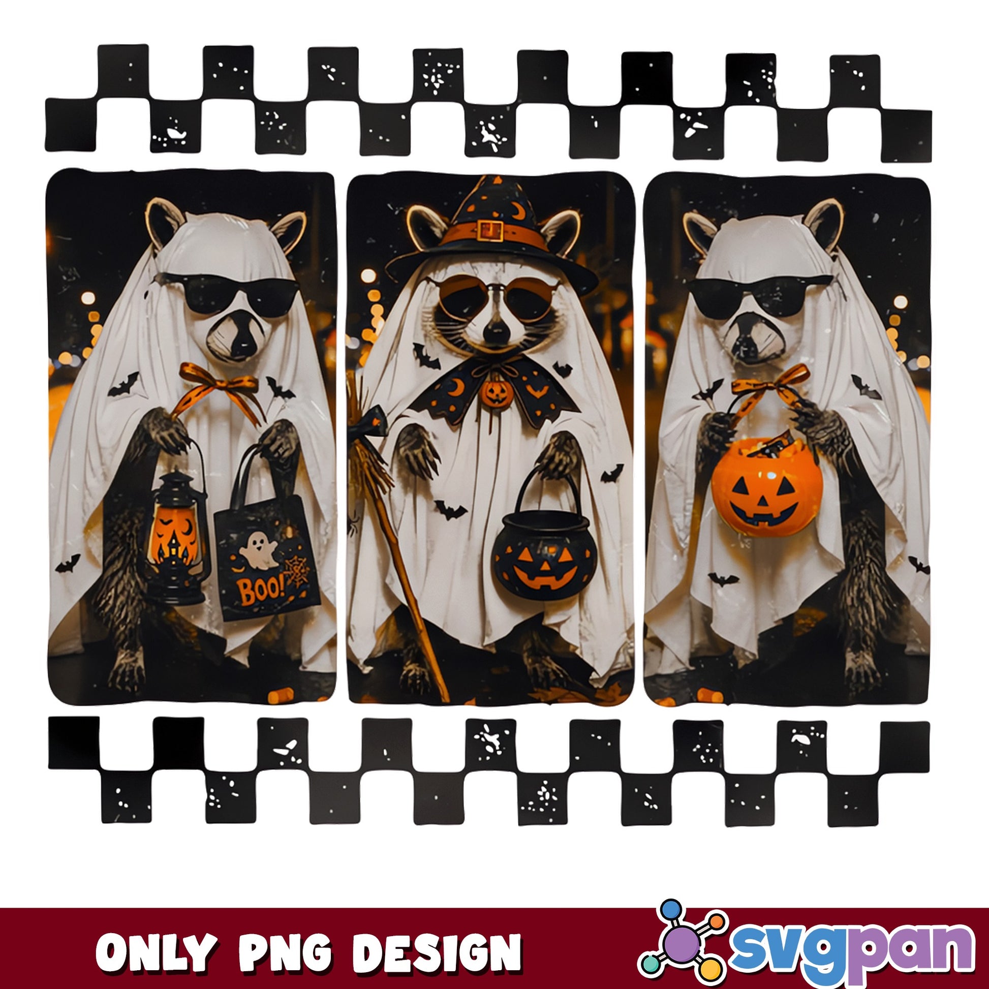 Raccoon Ghost Halloween PNG, Spooky Raccoon Witch PNG, Halloween PNG