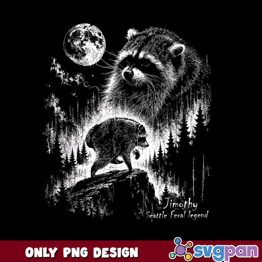 Raccoon Seattle Feral Legend PNG, Funny Raccoon PNG, Wildlife PNG