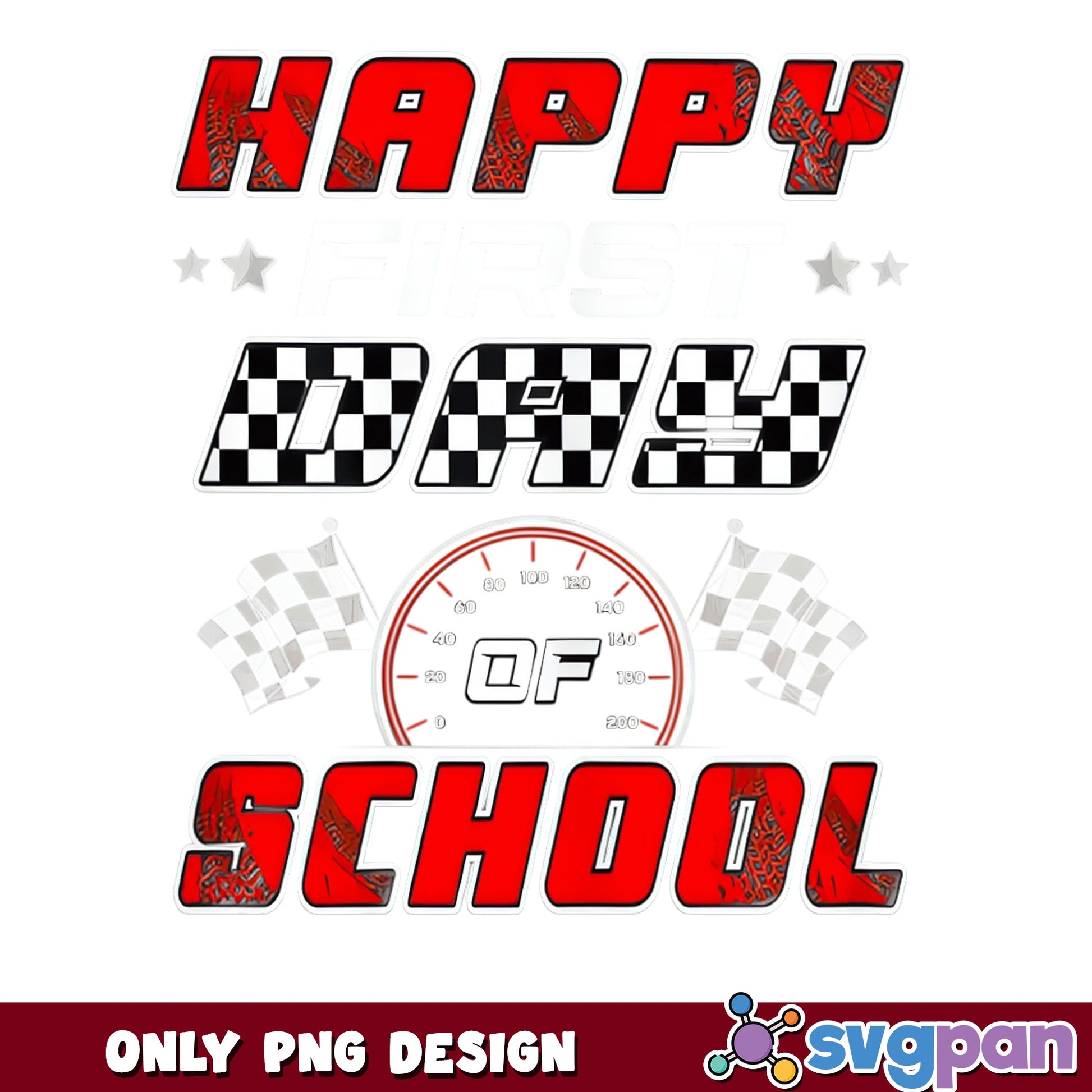 Racing 100 Days Of School PNG, Checkered Flag School PNG, Race Car PNG