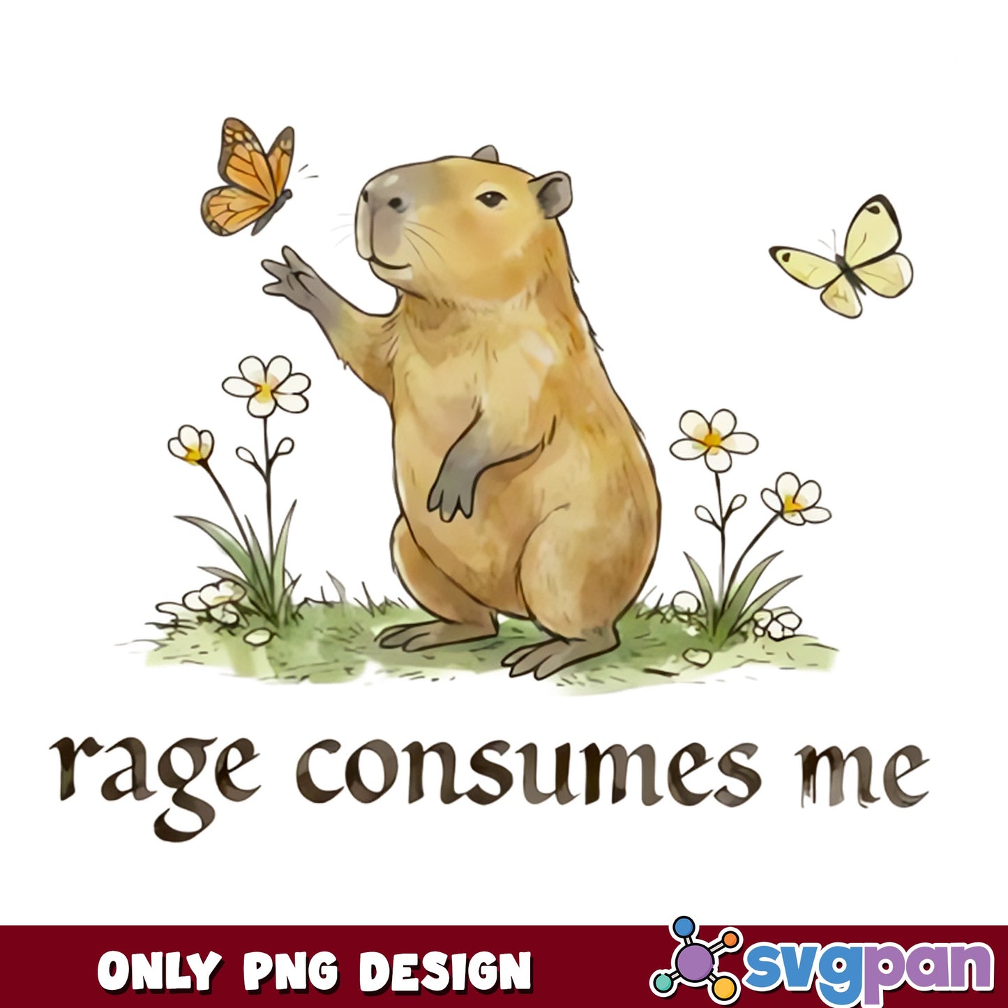 Rage Consumes Me Capybara PNG, Funny Capybara PNG, Cute Animal PNG