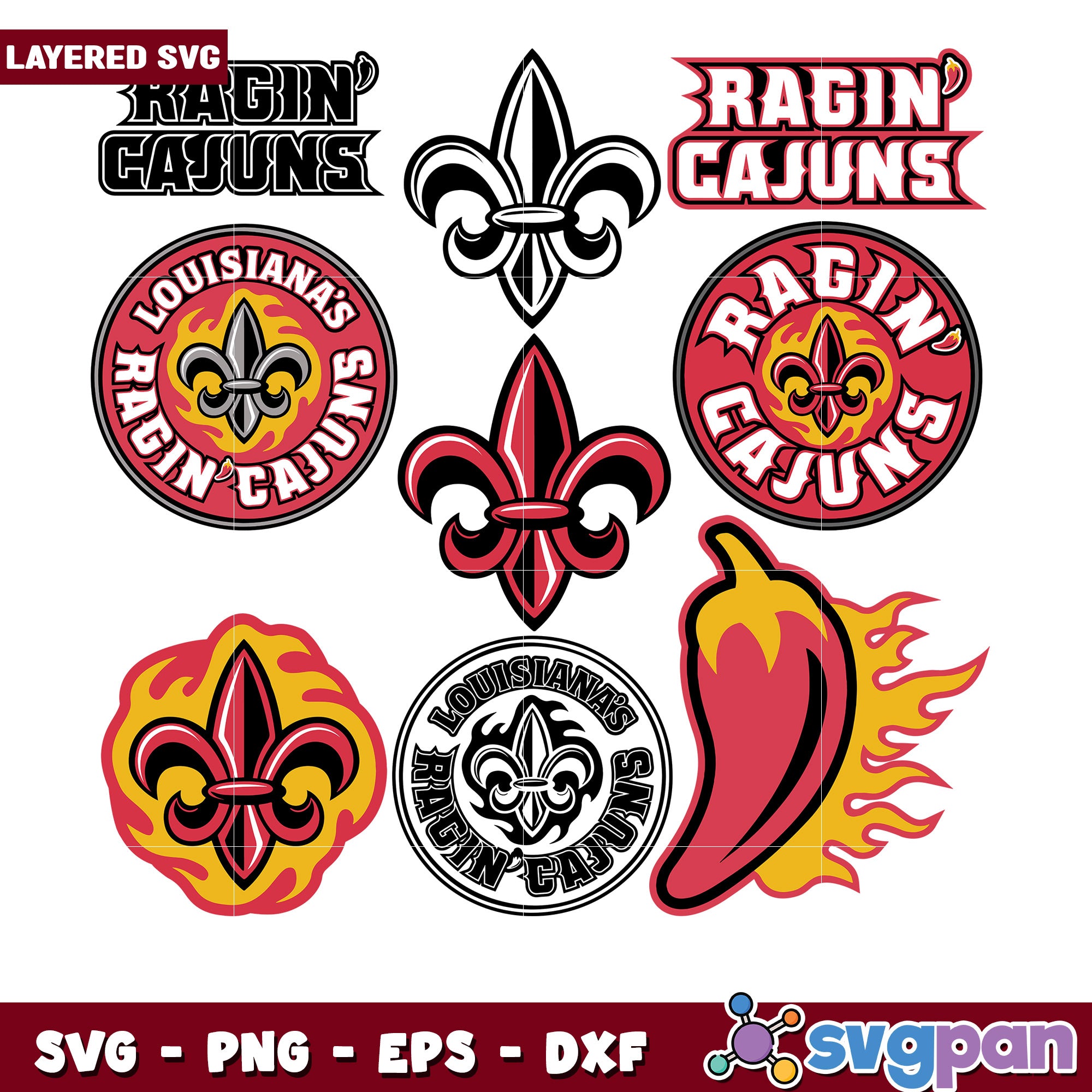 Ragin Cajuns SVG Bundle Layered Designs – svgpan