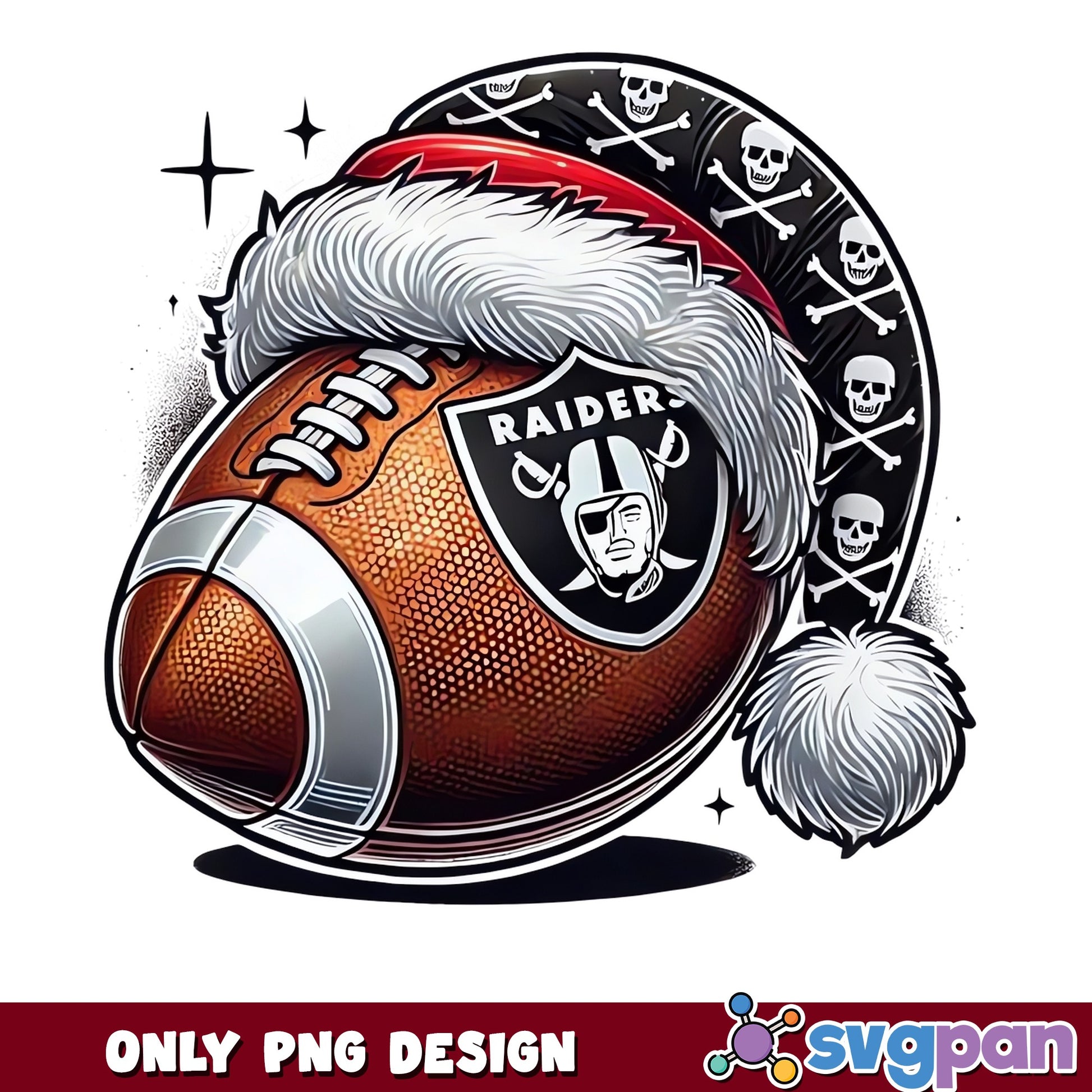 Raiders Christmas Santa Hat Football PNG, NFL Christmas PNG, Raiders PNG