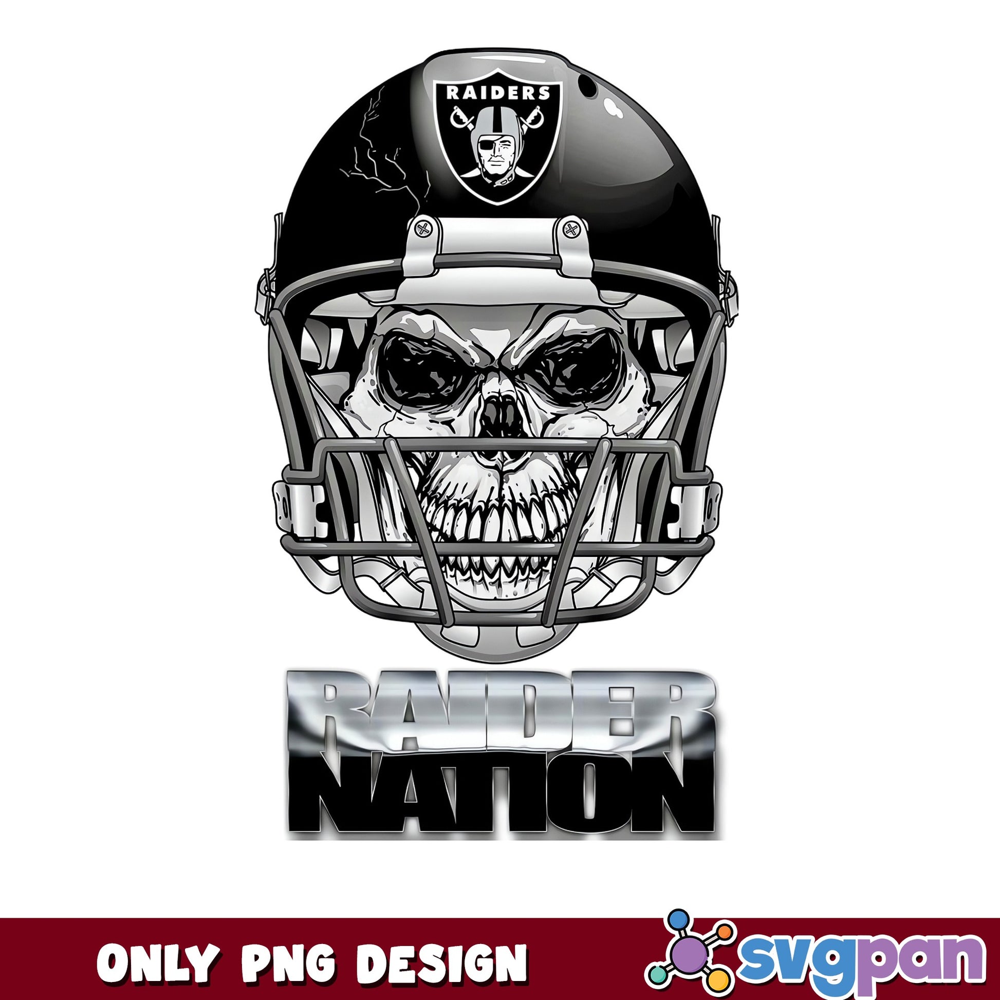 Raiders Nation Skull Helmet PNG, Las Vegas Raiders PNG, NFL PNG