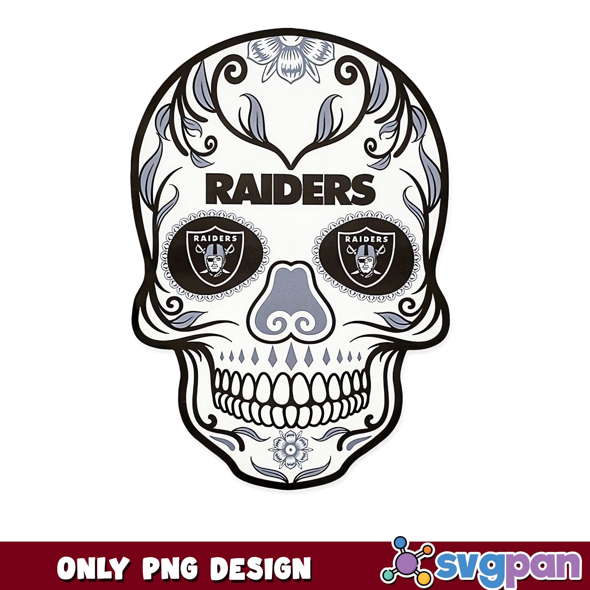 Raiders Sugar Skull PNG, Las Vegas Raiders NFL PNG, Football PNG