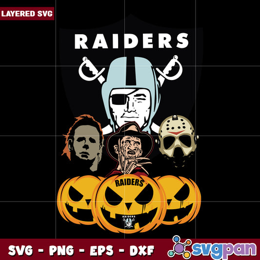 Raiders halloween pumpkin svg, funny halloween svg, spooky characters svg