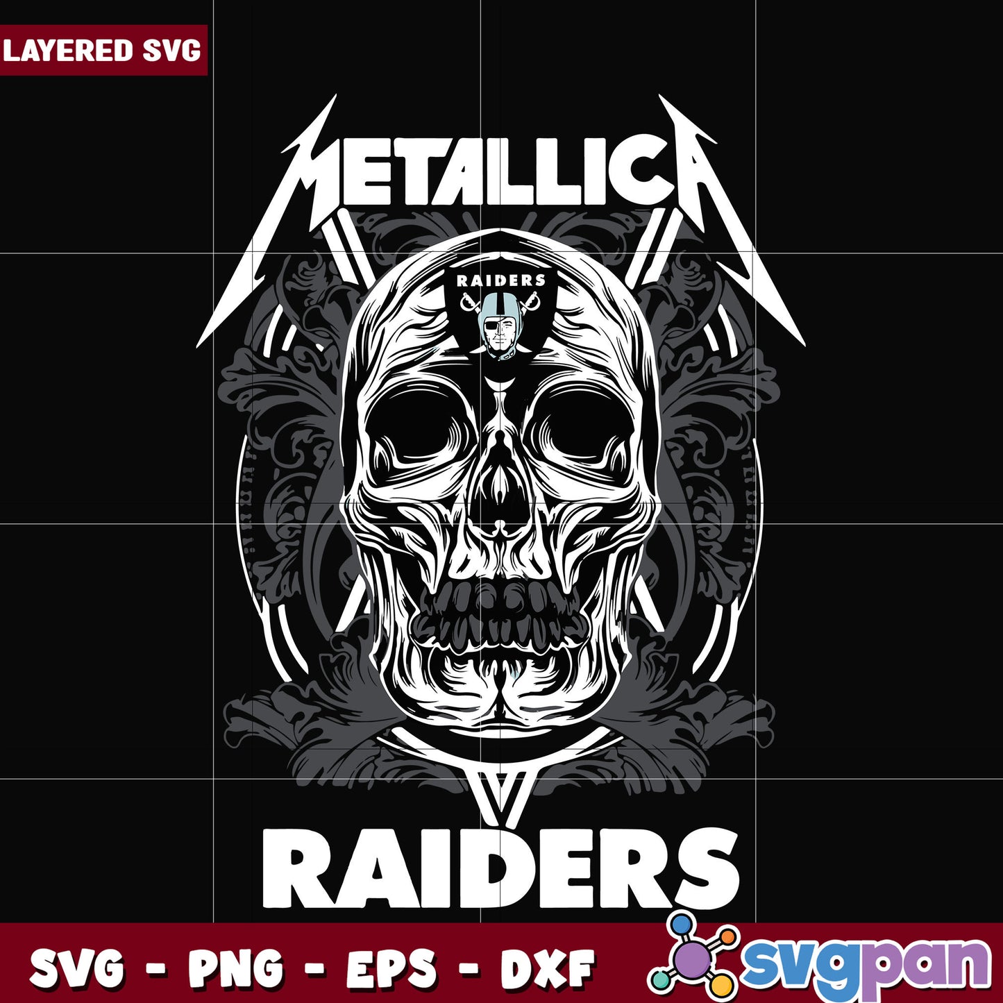 Raiders skull metallica svg, ameircan sports svg, nfl teams logo svg