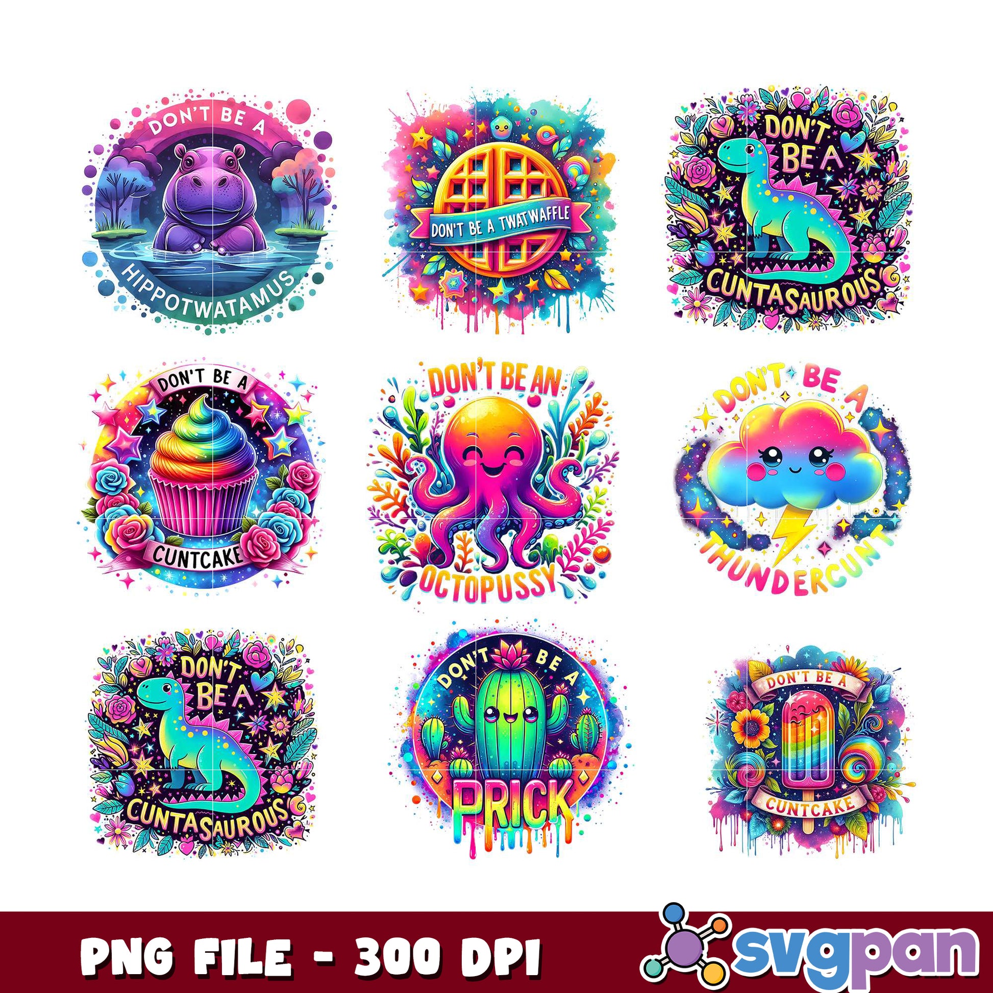 Rainbow Cunt Designs PNG Bundle 300 DPI
