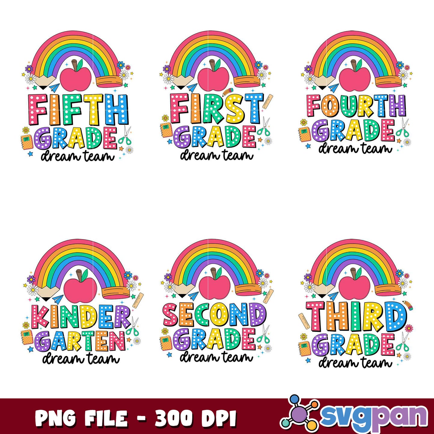 Rainbow Grade Dream Team PNG Bundle