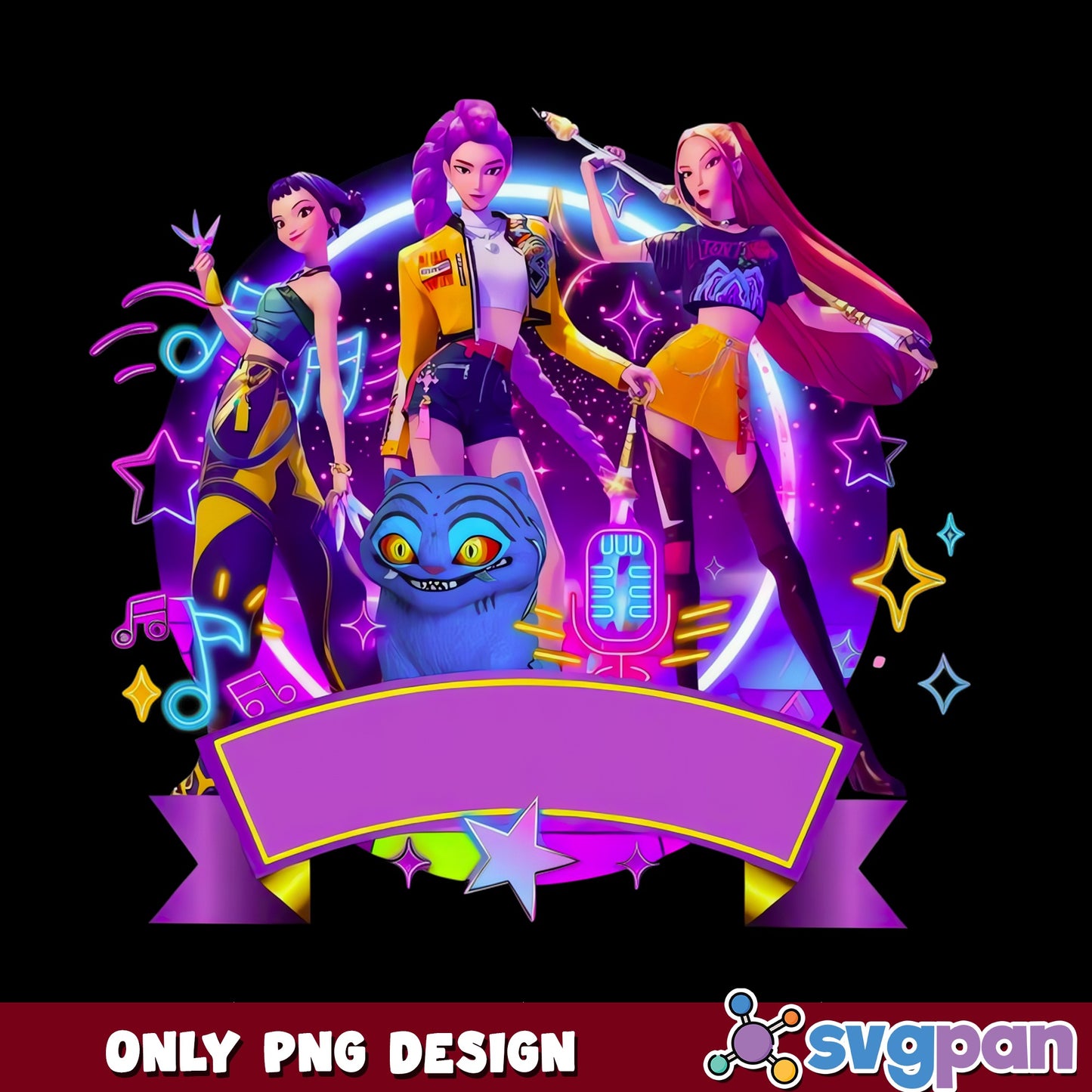 Rainbow High Neon Shadow Girls PNG, Neon Music Party PNG, Birthday PNG