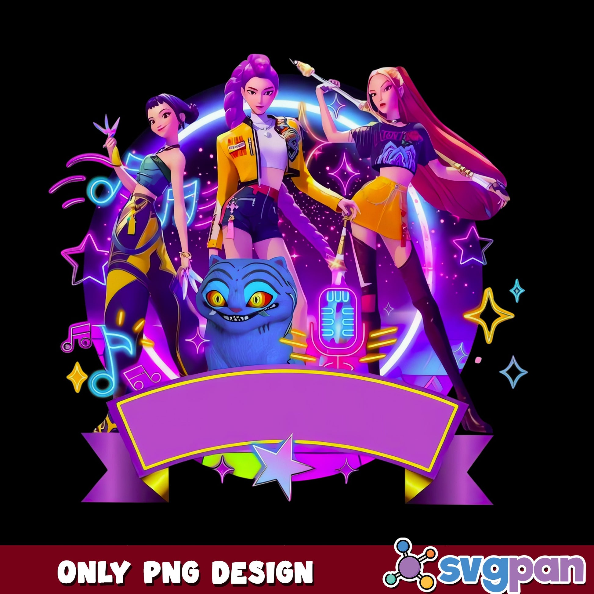 Rainbow High Neon Shadow Girls PNG, Neon Music Party PNG, Birthday PNG