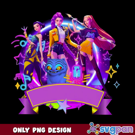Rainbow High Neon Shadow Girls PNG, Neon Music Party PNG, Birthday PNG