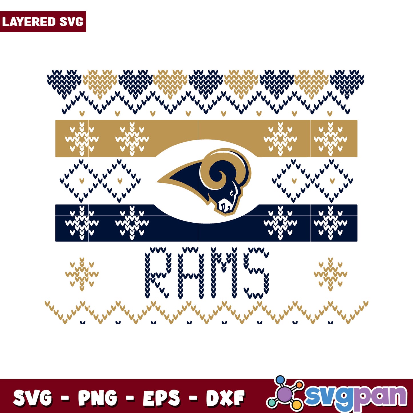 Rams Layered SVG Design for Crafting, Perfect for Sports Fans