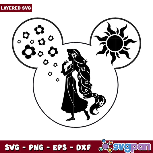 Rapunzel SVG Silhouette Disney Princess Design