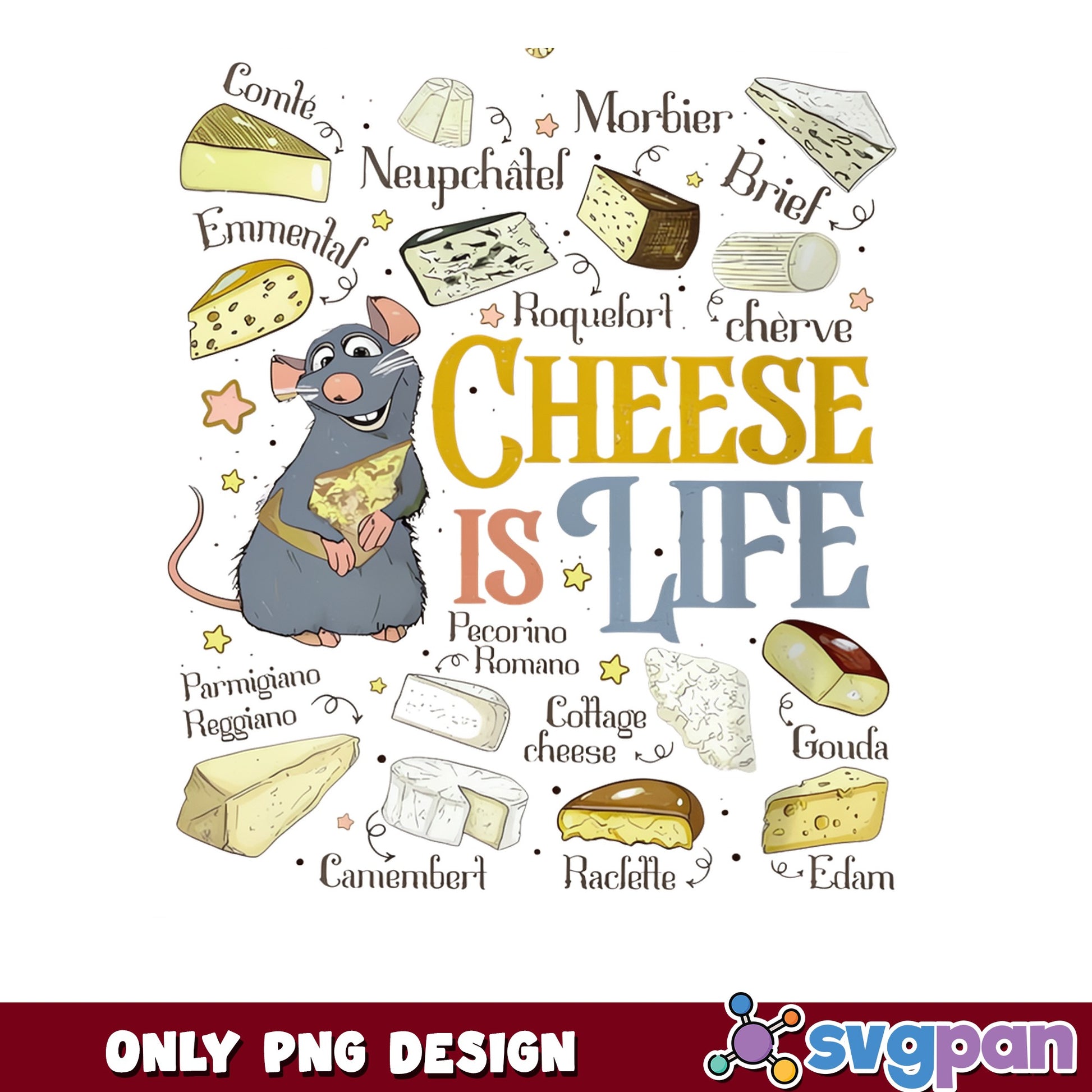 Ratatouille Cheese Is Life PNG, Disney Remy PNG, Funny Food PNG