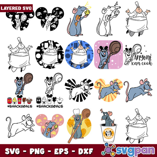 Ratatouille remu coffee svg bundle