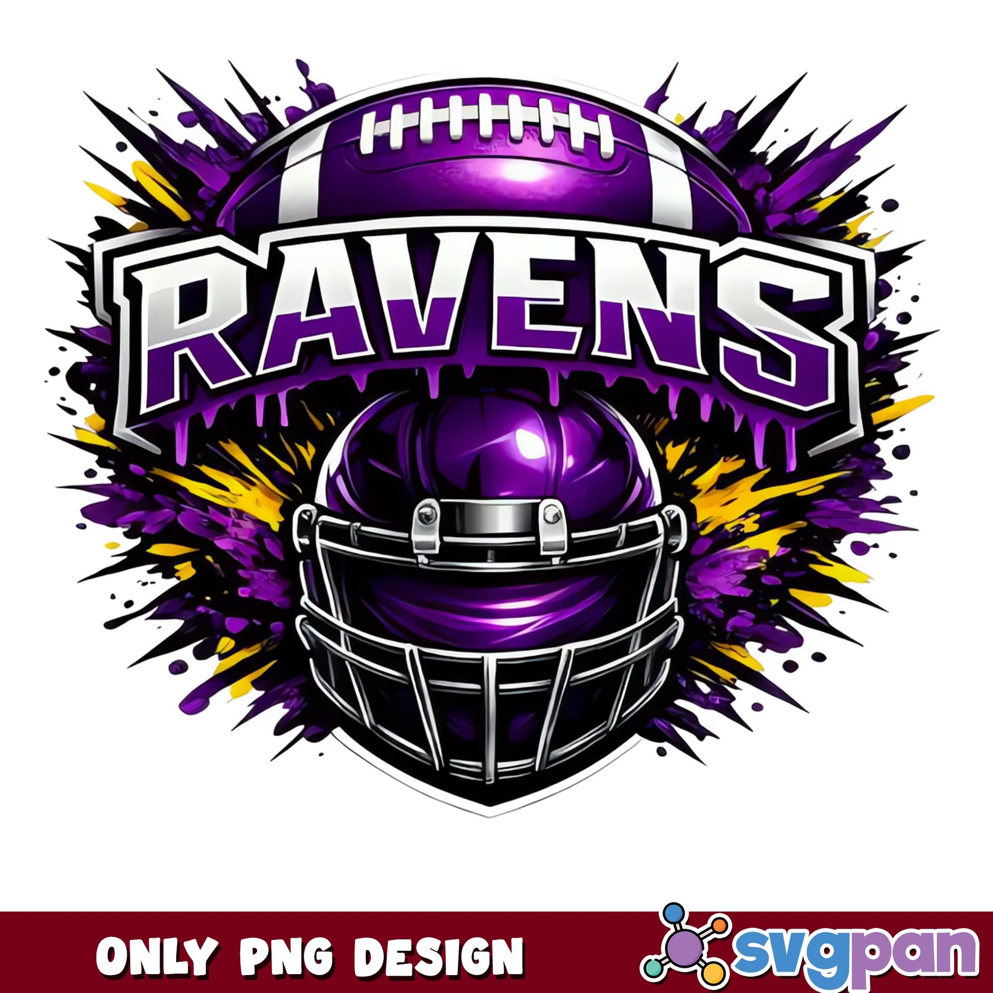 Ravens Football Helmet Splatter PNG, Football Team PNG, Sports PNG