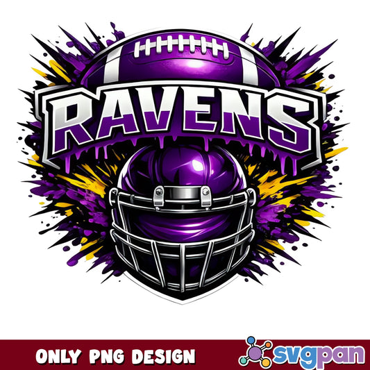 Ravens Football Helmet Splatter PNG, Football Team PNG, Sports PNG