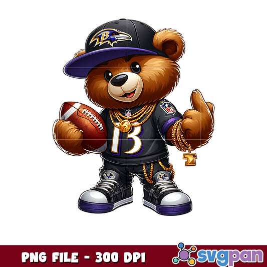 Ravens thug life bear png, nfl jerseys​ png, american rugby png