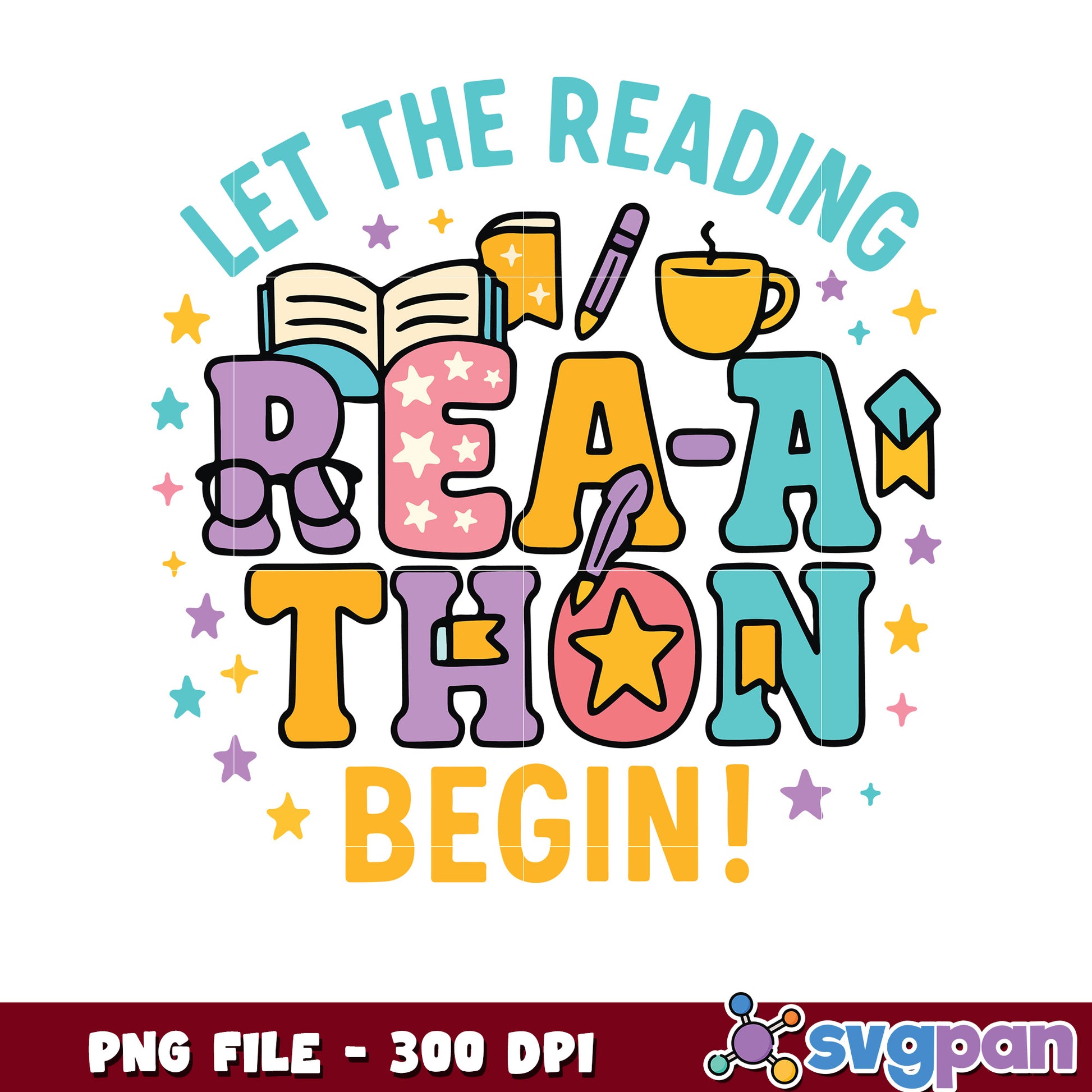 Read-A-Thon PNG Design 300 DPI