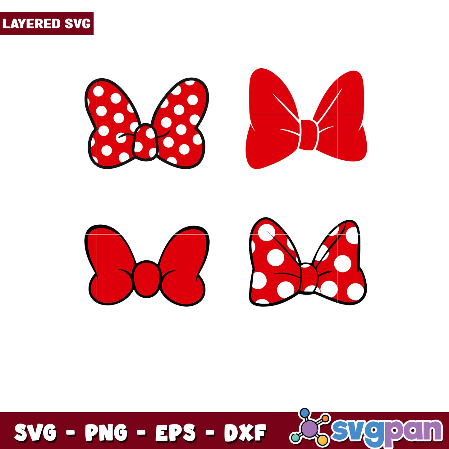 Red Bow SVG Bundle 4 Layered Designs
