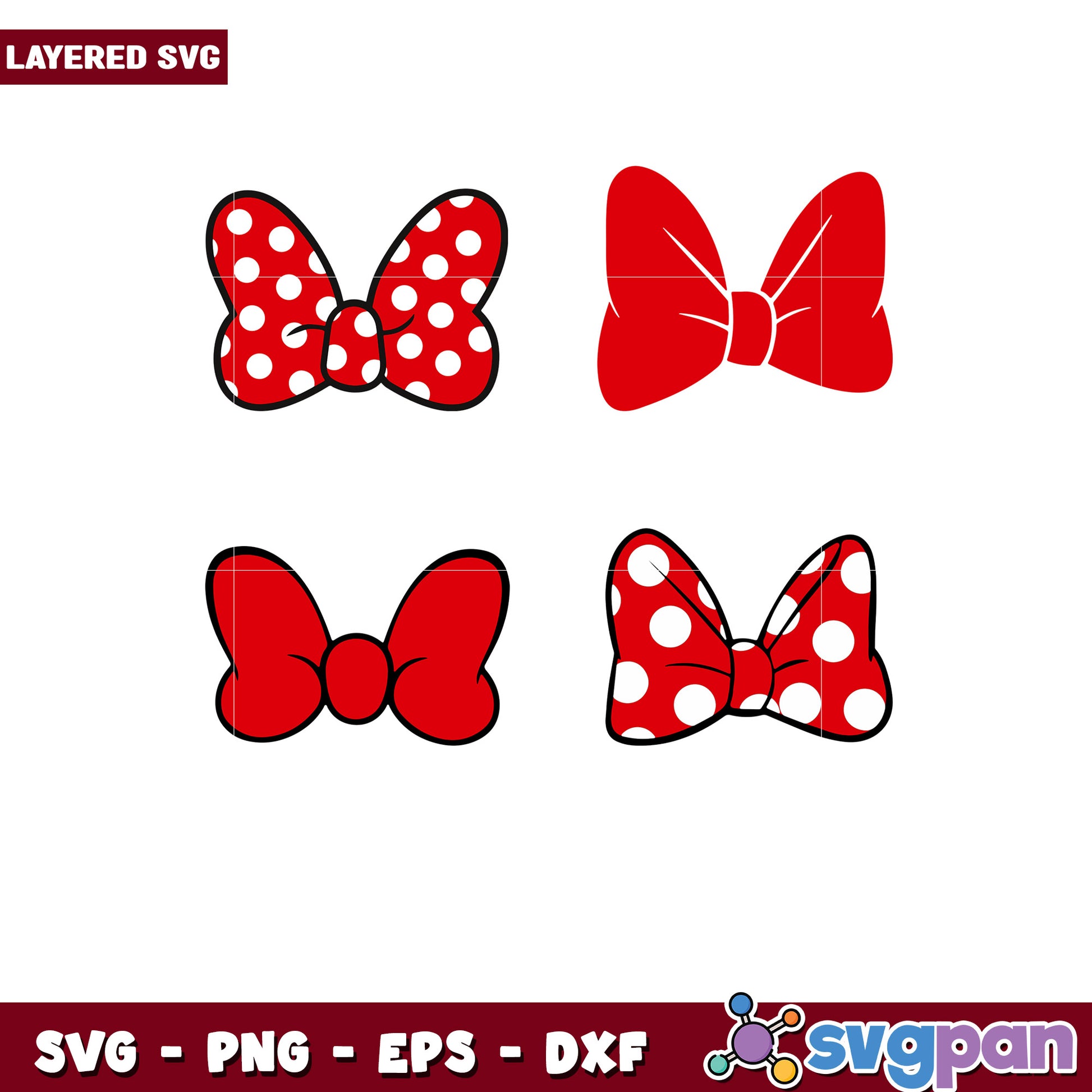 Red Bow SVG Bundle 4 Layered Designs