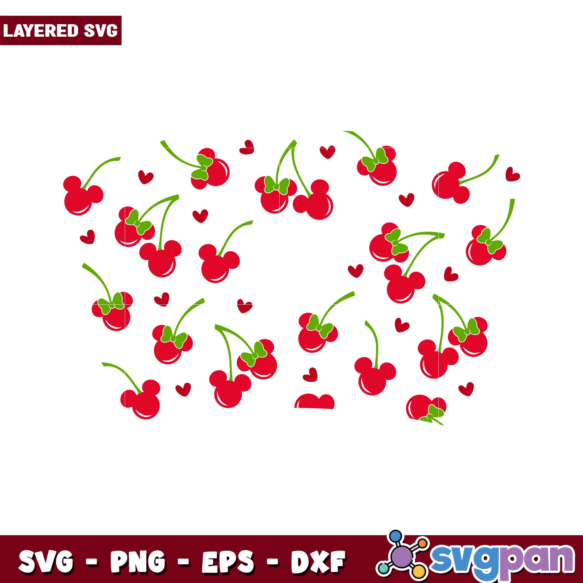 Red Cherry Pattern for Crafting Projects, Perfect for Decor and Gifts ...