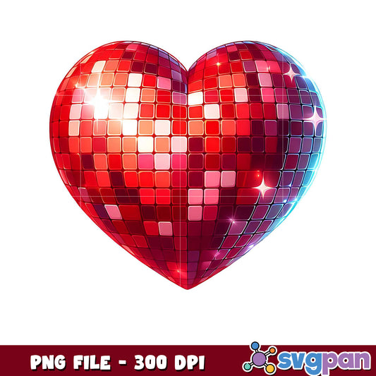Red Disco Heart Graphic, High Resolution PNG File Available