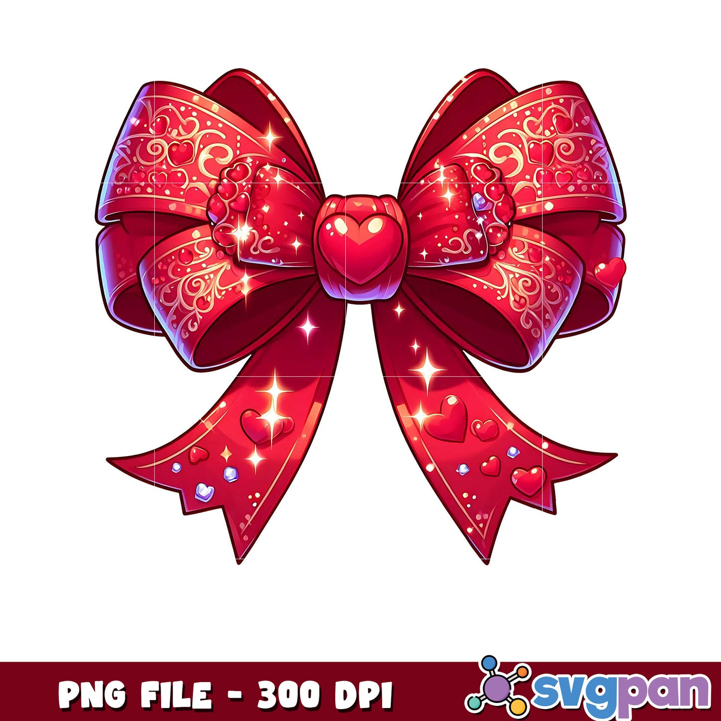 Red Heart Bow PNG File, Perfect for Craft Projects