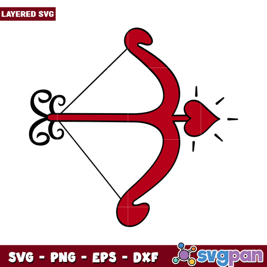 Red Heart Bow SVG Design, Perfect for Crafting and Printing