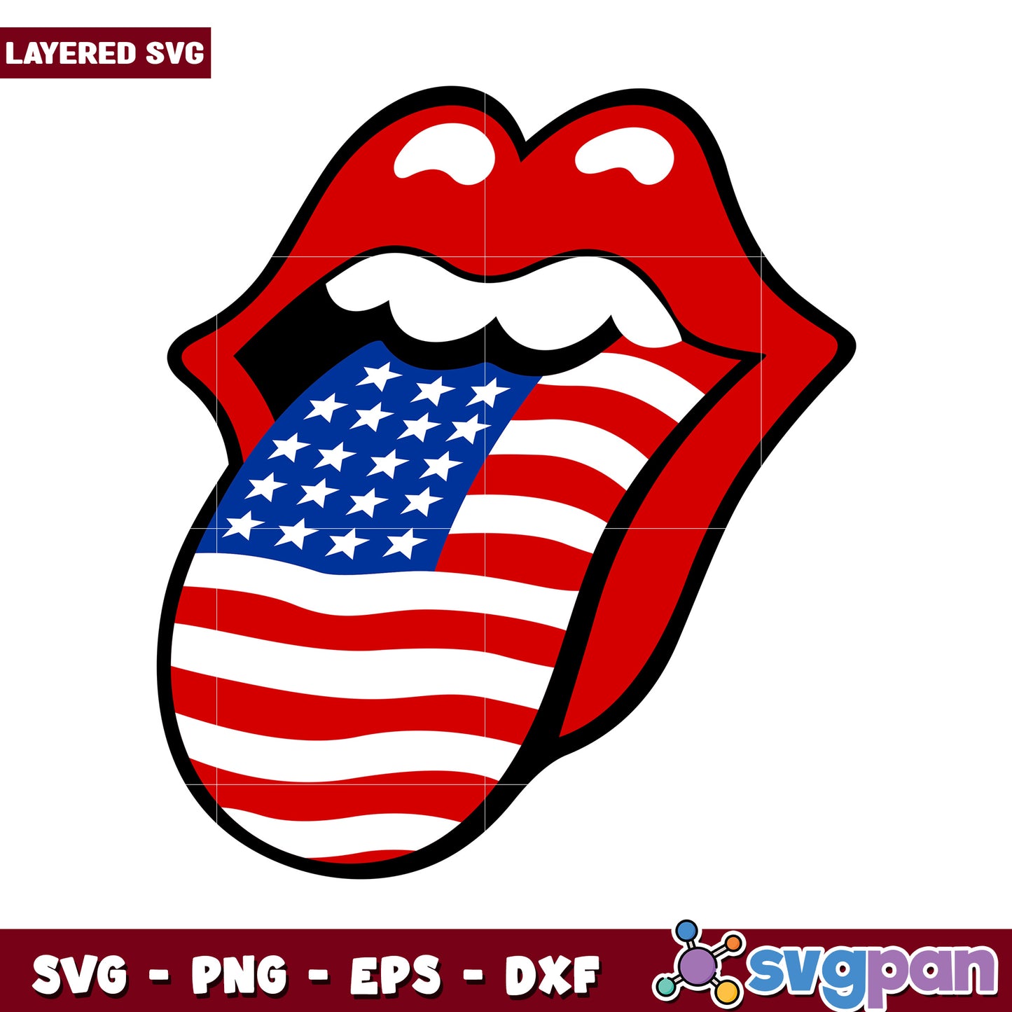 Red Lips with American Flag SVG Design, Perfect for Creative Projects