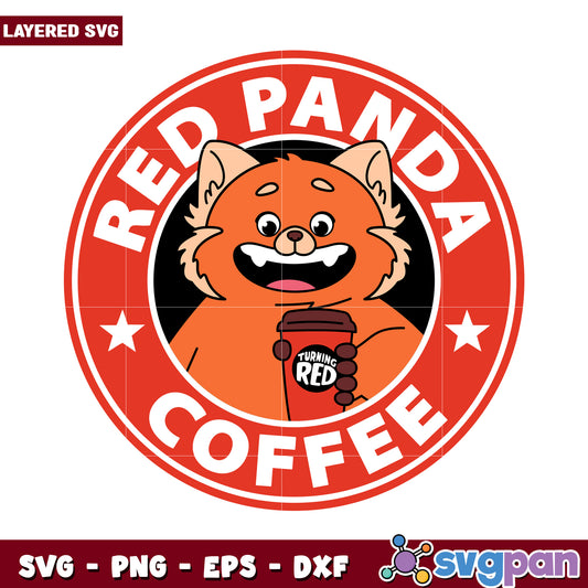 Red Panda Coffee SVG Download for Creative Projects, Fun Illustration Design