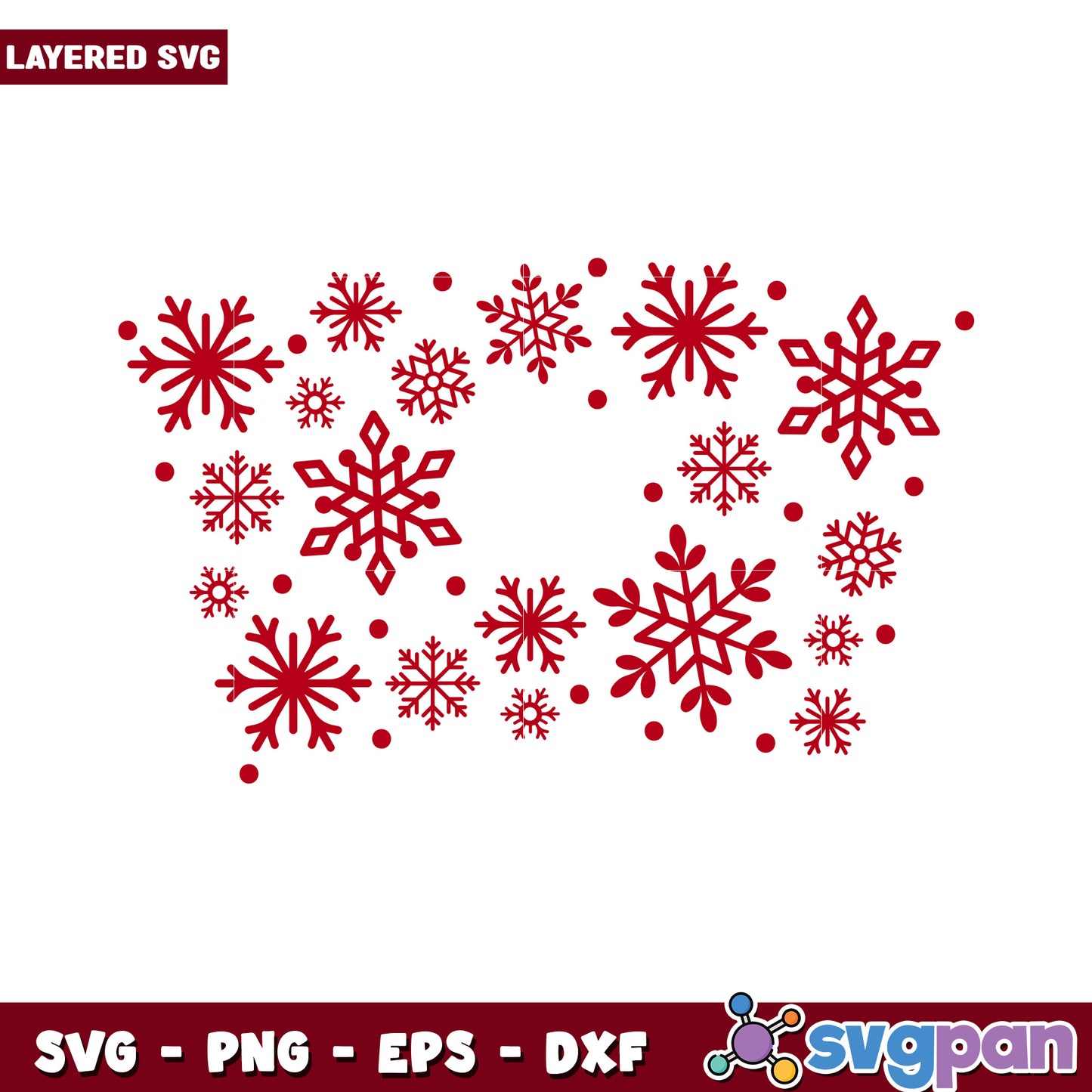 Red Snowflake Layered SVG Design, Perfect for Holiday Crafts