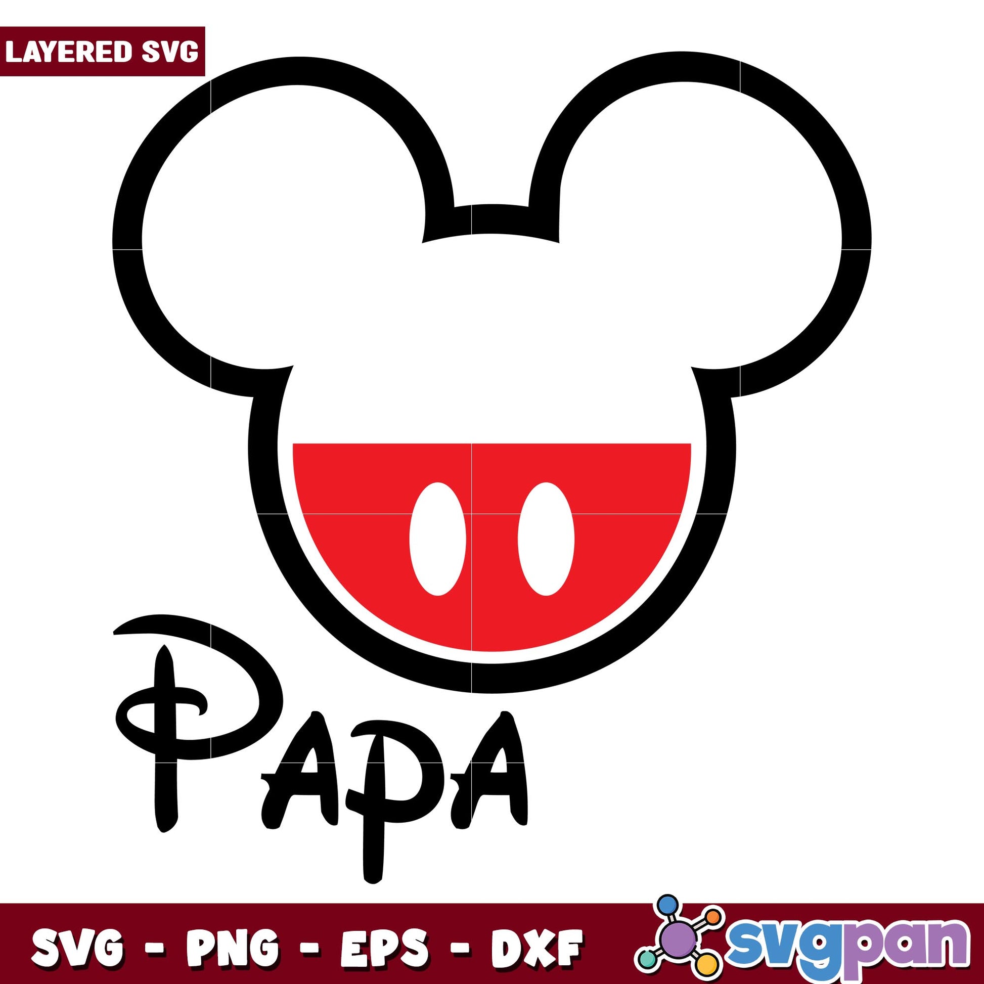 Red Mickey Mouse Ears papa svg, Disney characters svg, Digital Download 