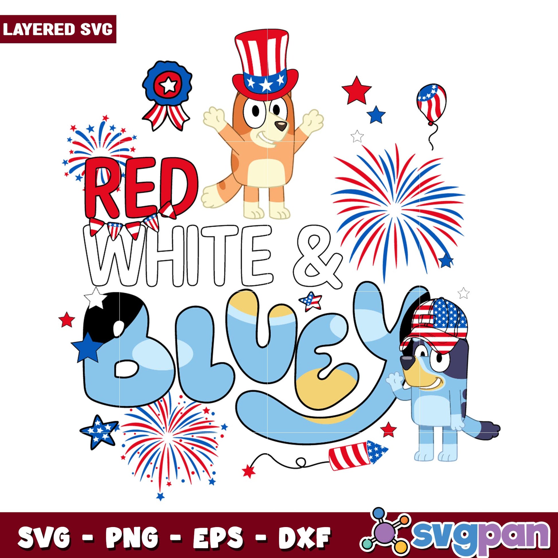 Red White Bluey cartoon svg, bluey character svg, Digital Download