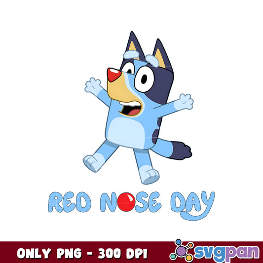 Red nose day cute bluey png, bluey cartoon png, bluey dog​ png