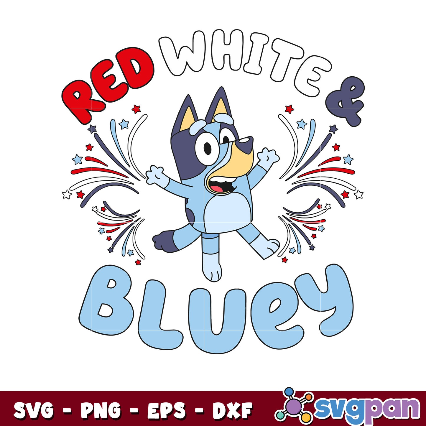 Red white and bluey 4th Of july svg, bluey dog svg, bluey svg