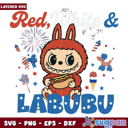 Red white and labubu svg, halloween cartoons svg, spirit halloween​ svg