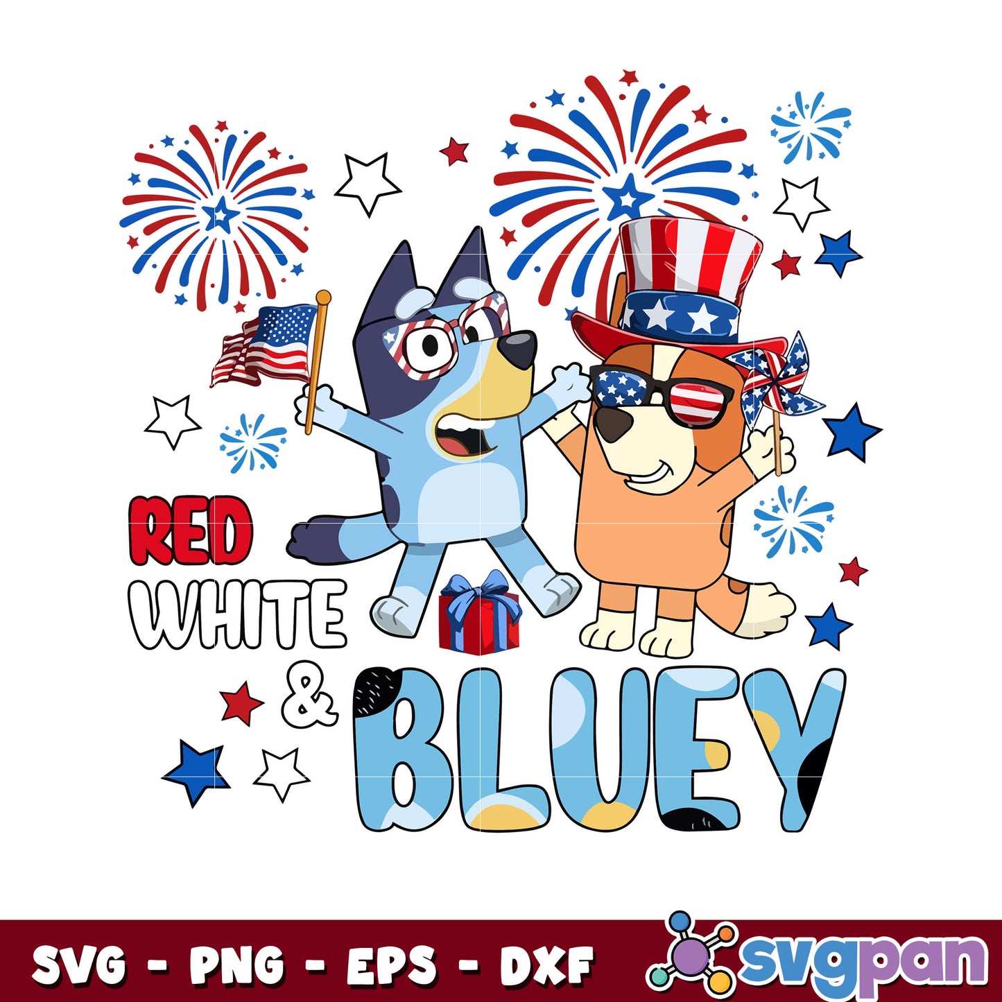 Red white bluey 4th Of july bluey svg, bluey bingo svg, cartoon svg