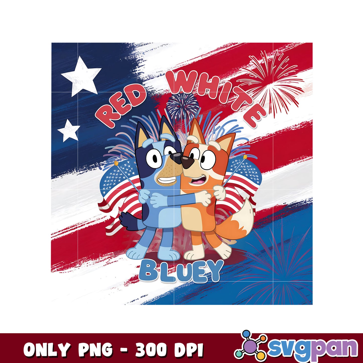 Red white bluey 4th of july png, red white and bluey​ png