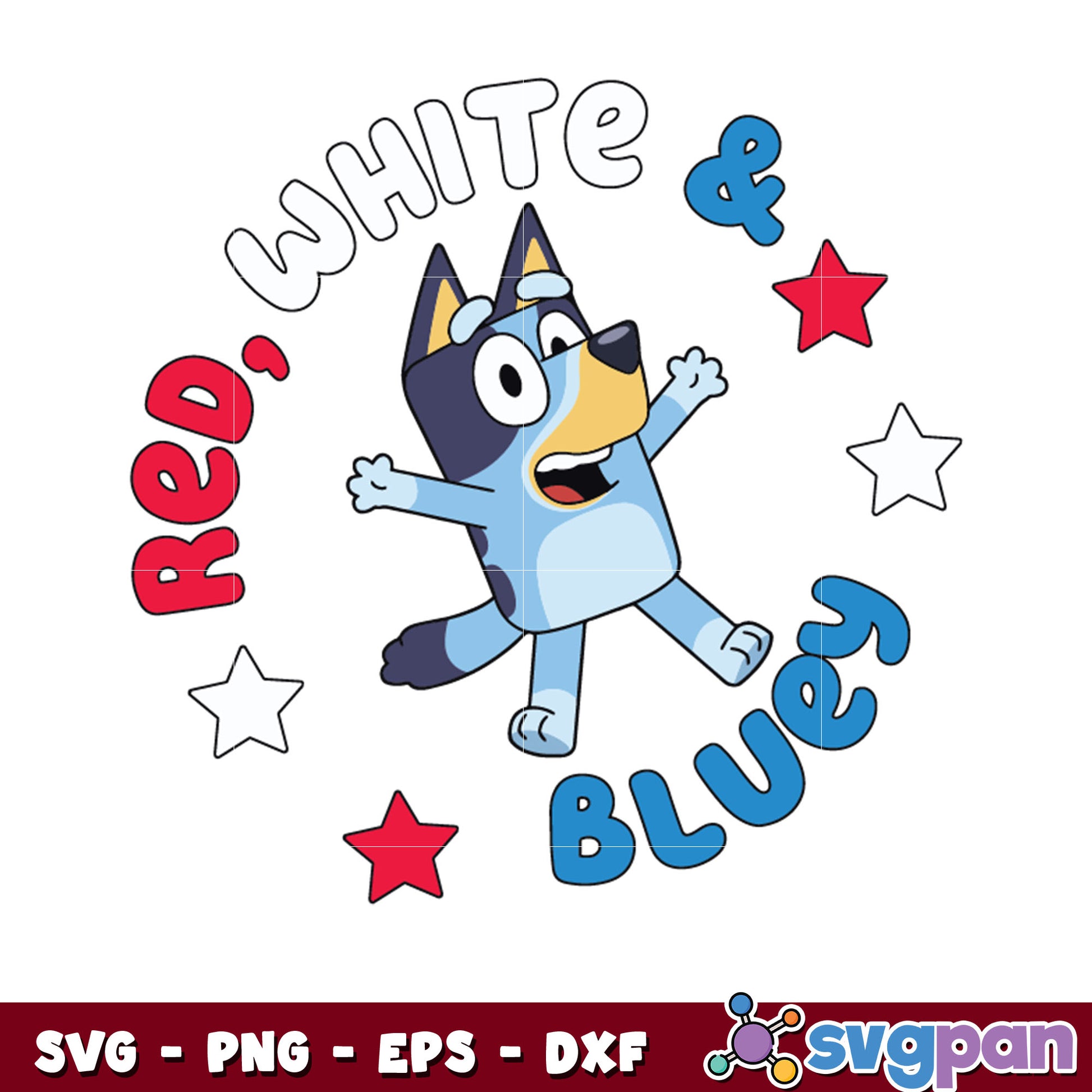 Red white bluey character design svg, bluey dog svg, bluey svg