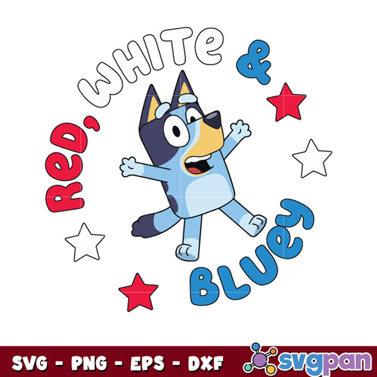 Red white bluey character design svg, bluey dog svg, bluey svg