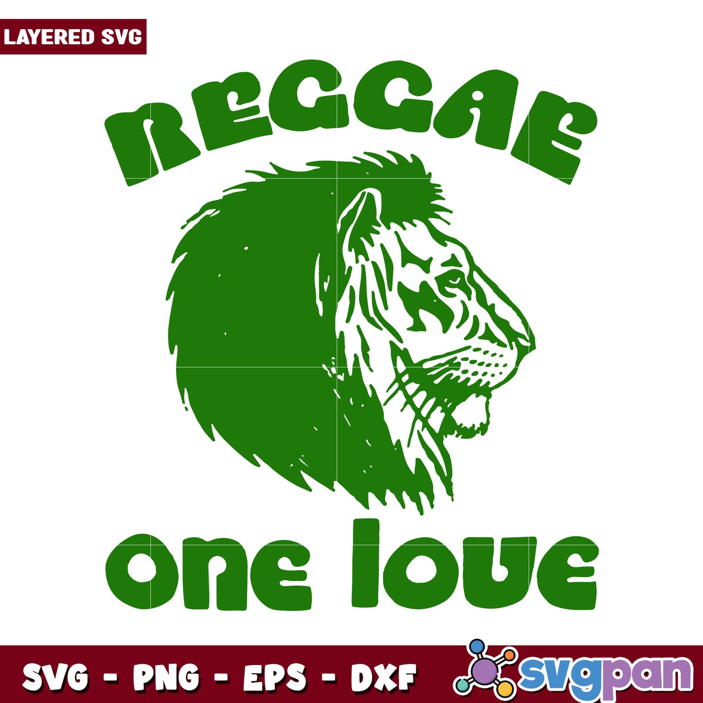 Reggae Lion Art SVG Design, One Love Theme for Creatives