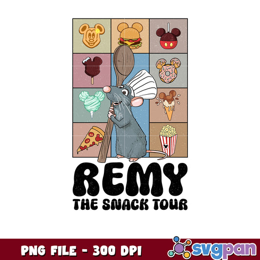 Remy the snacks tour png, chistmas design png, disney cartoon png