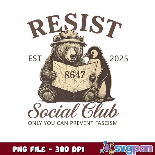 Resist Social Club PNG Bear Penguin Design