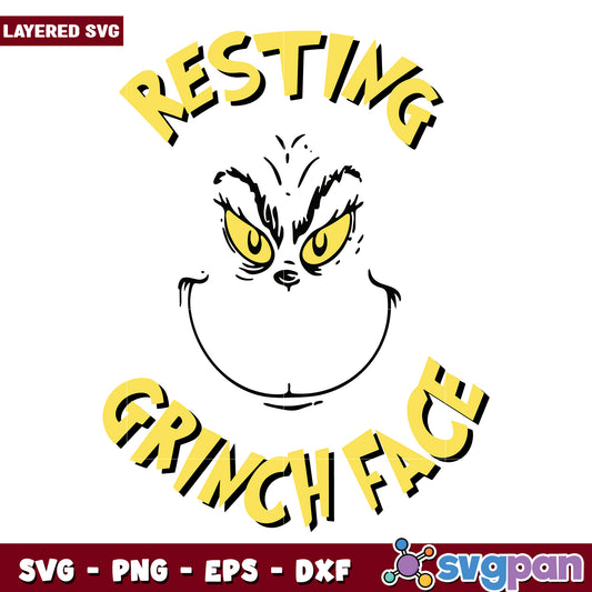 Resting grinch face svg, grinch cartoon svg, christmas svg