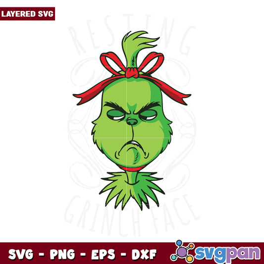Resting grinch face svg, grinch movie svg, grinch character svg