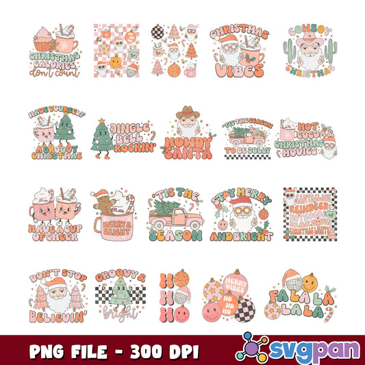 Retro Christmas Bundle PNG Designs