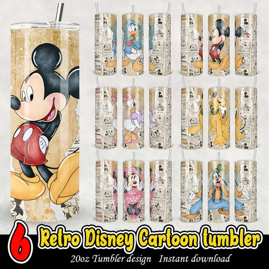 Retro Disney Cartoon Tumbler PNG Bundle