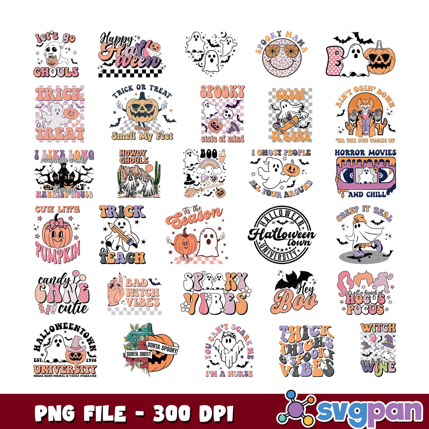 Retro Halloween Bundle PNG Designs
