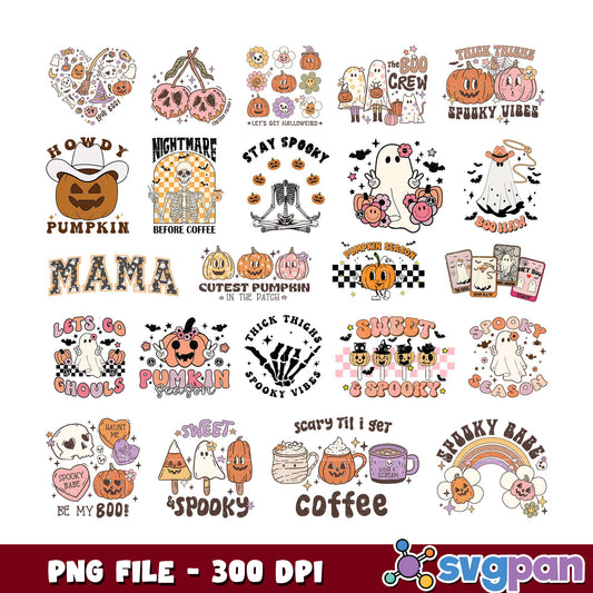 Retro Halloween PNG Bundle 20 Designs